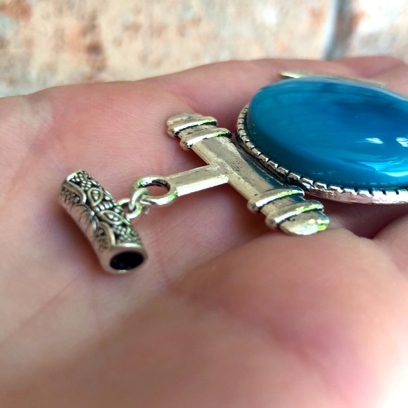 Handmade Sterling Silver 925 Plated Chalcedony Gemstone Slider Pendant - Picture 4 of 5